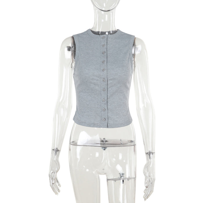 Casual All Match Minimalist Vest Top Women Autumn Solid Color Slim Fit Women Clothing