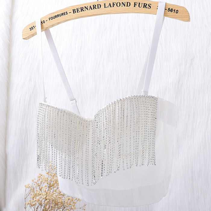 Belly Dance Tassel Drill Chain Shaping Underwear Short Backless Spaghetti Straps Outerwear Costumes