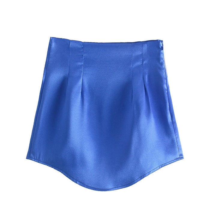 Fall Street All Match Silk Satin Texture Mini Skirt