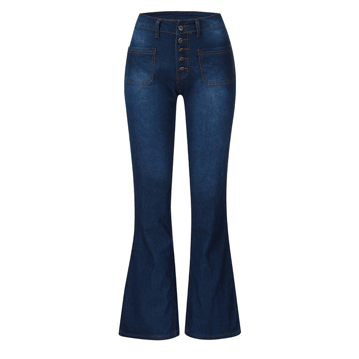 Port Bell Bottom Pants High Elastic Women Jeans