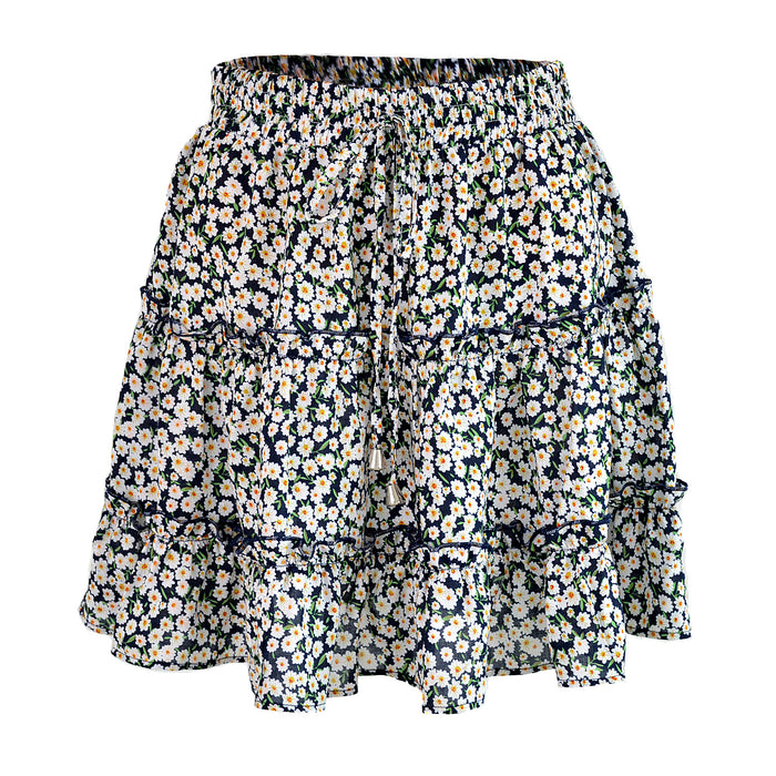 HighWaist Ruffles Floral Skirt Printed Beach A line Skirt