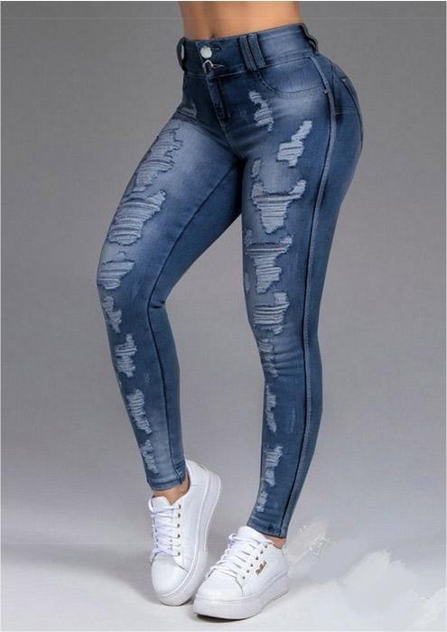 Ladies Jeans Ripped Slimming Stretch Jeans Pants Women Pants