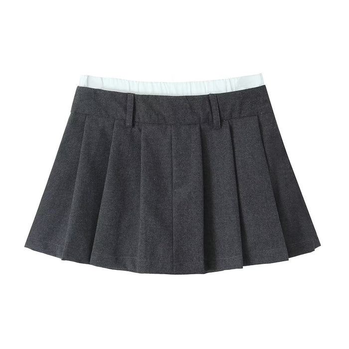 Winter Double Layer Waist Wide Pleated Culottes Women Shorts Skirt