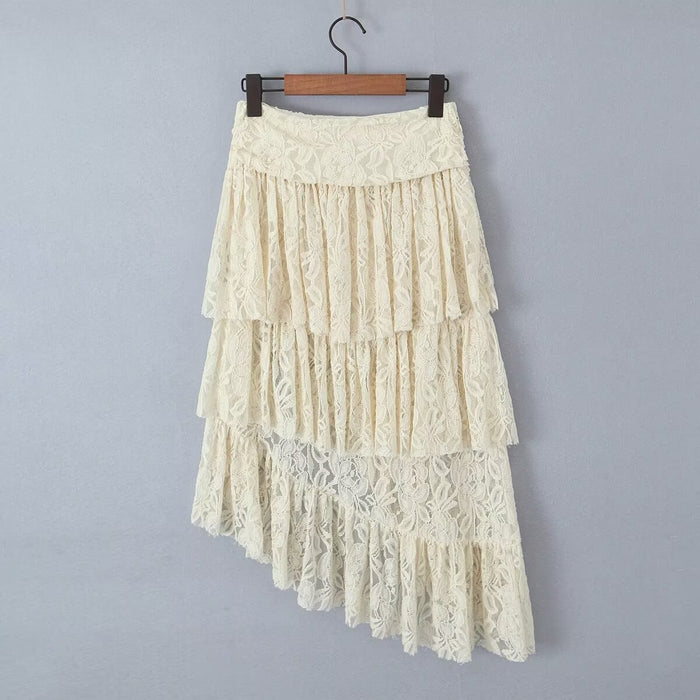 Spring Layer Lace Personality Irregular Asymmetric Sexy Skirt