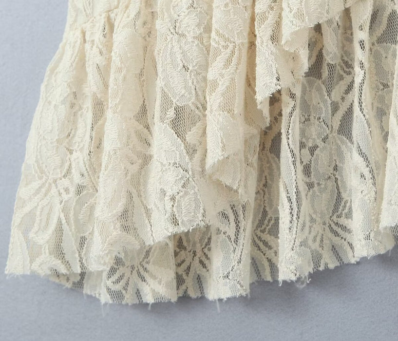 Spring Layer Lace Personality Irregular Asymmetric Sexy Skirt