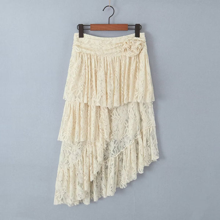 Spring Layer Lace Personality Irregular Asymmetric Sexy Skirt