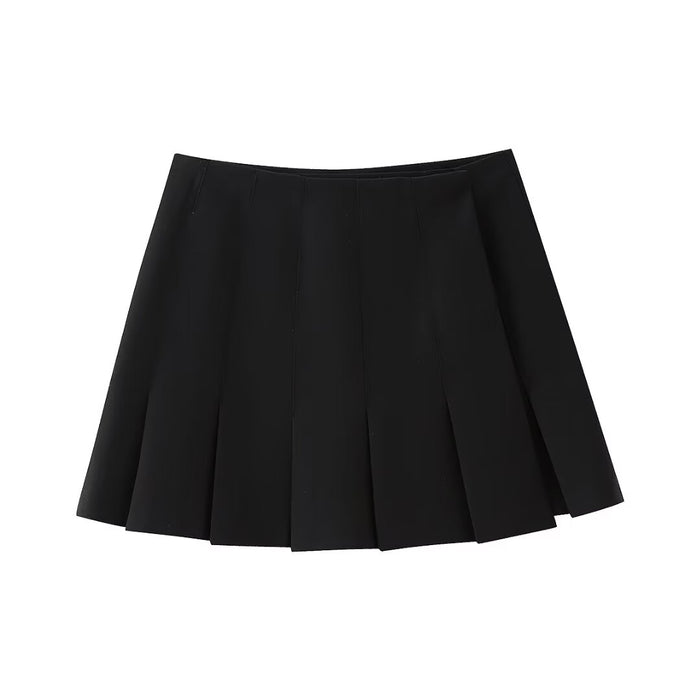 Winter High Waist Show Thin Black Pleated Skirt Skirt Women