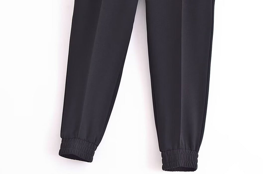 Winter Women Clothing Casual All Match Decorative Waist of Trousers Trousers