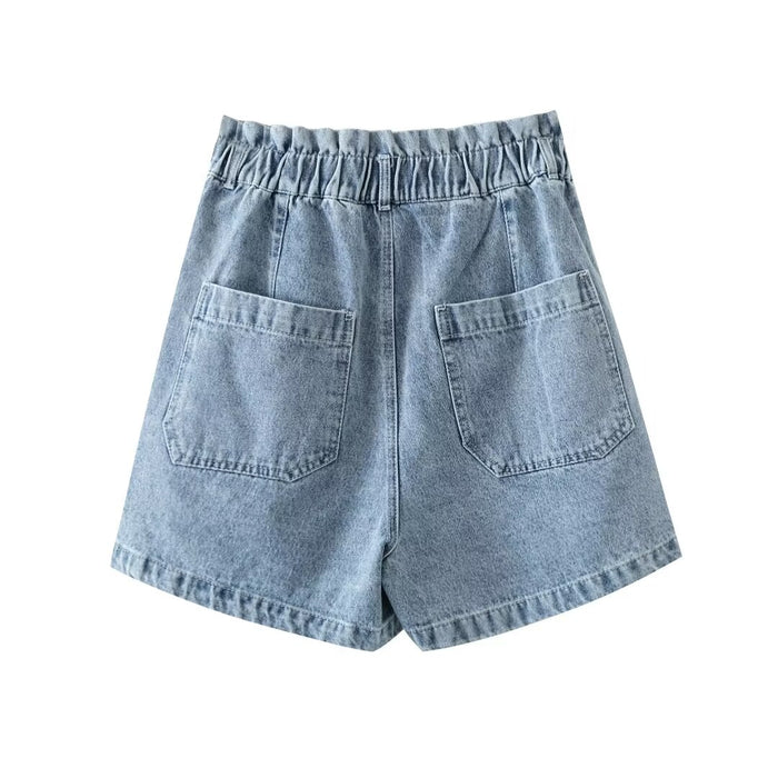 Summer Women Clothes Fashionable All Match Casual Elastic Denim Shorts