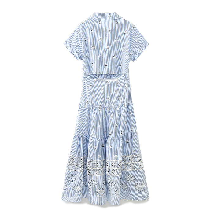 Summer Women Clothing Embroidered Shirt Maxi Dress