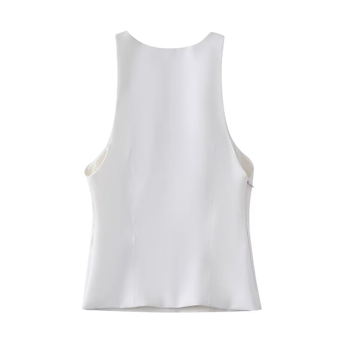 Women Clothing French All Match V Neck Vest Top