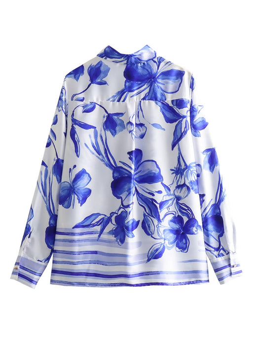 Spring Floral Print Shirt Floral Print Pleated Top