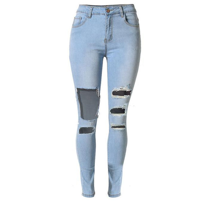 Ripped Women Denim Skinny Pants Slim Fit Personality