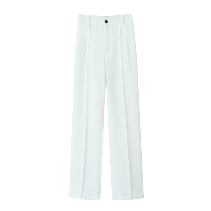 Spring Women Clothing Button Pleated Casual Pants Women