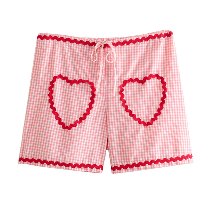 Spring Women Clothing Street Casual Heart Shaped Multi Part Shorts