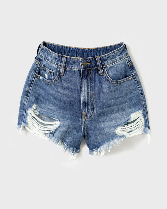 Ripped Denim Shorts Popular Handmade Worn Tassel Women Denim Shorts