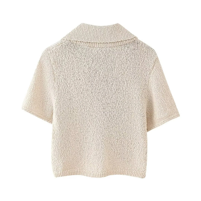 Women Clothing French Knitted Slim Casual Short Top