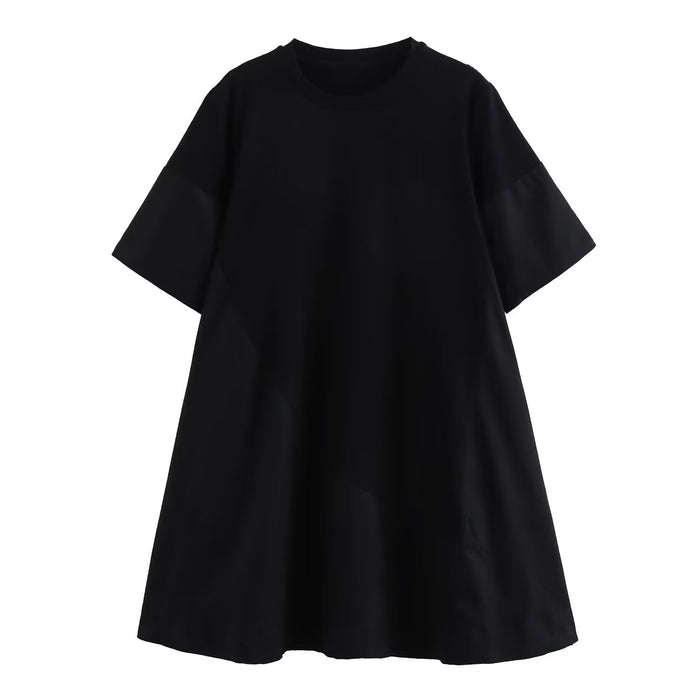 Summer Full Cotton Casual Version Round Neck A line Dress T shirt Dress