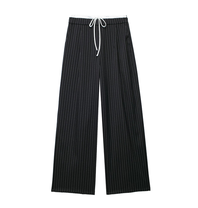 Spring Street Drawstring Patchwork Design Casual Pants