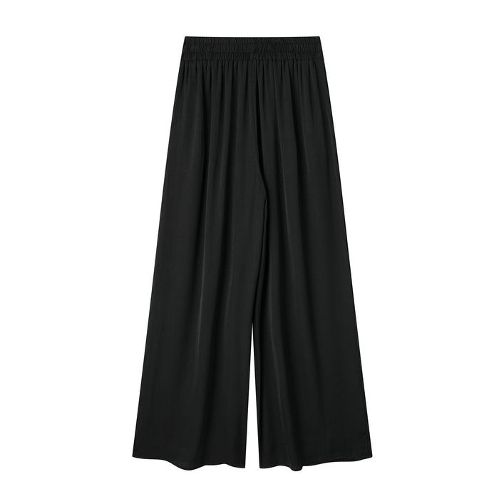 Women Clothing French All Match High Waist Drooping Straight Wide Leg Pants Mop Pants