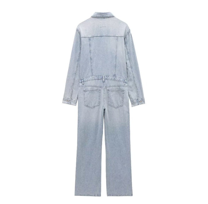 Summer Women Clothing Casual Simple Denim Jumpsuit