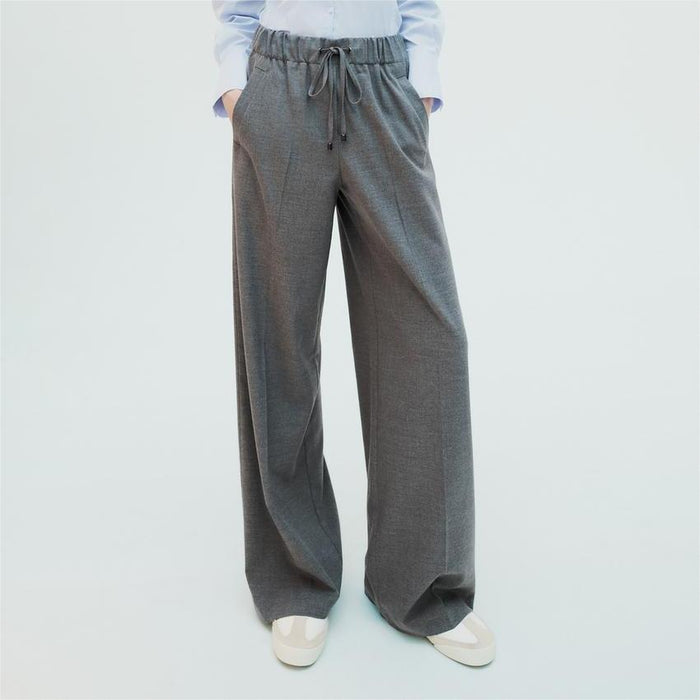 Women Clothing Summer All Match Stretch Waist Casual Wide Leg Pants