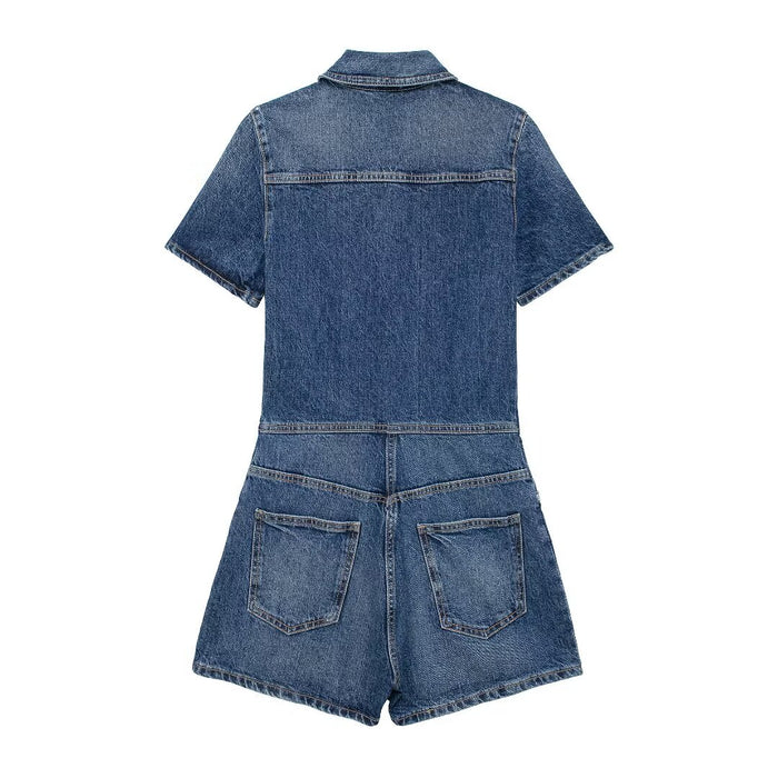 Women Denim Shorts Jumpsuit