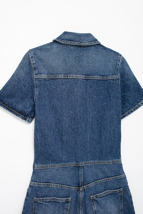 Women Denim Shorts Jumpsuit