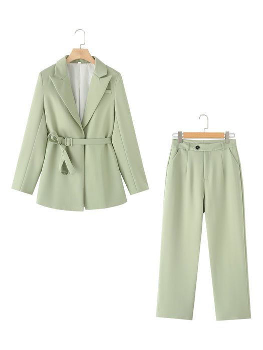 Women Casual Blazer Long Sleeve Pants Two Piece Set