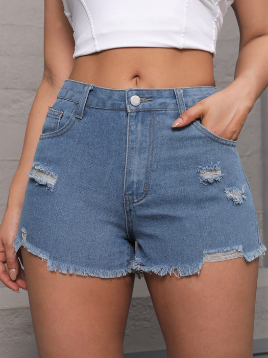 Platform Street Hipster Ripped Straight Pants Women Denim Shorts