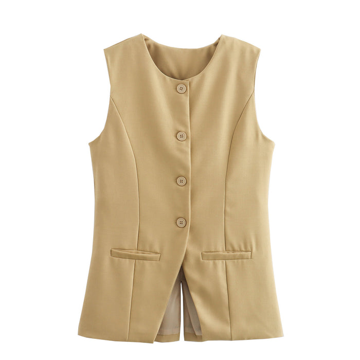 Women Clothing Casual Sleeveless Suit Vest Tank Top Coat Women