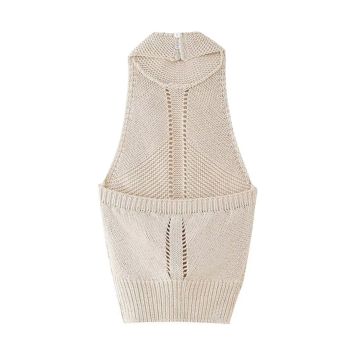 Summer Women Clothing Casual Halter Knitted Sweater Vest