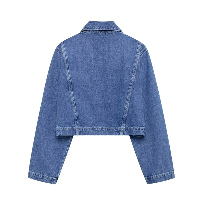 Women Clothing Autumn Winter Street Casual Short Denim Shirt