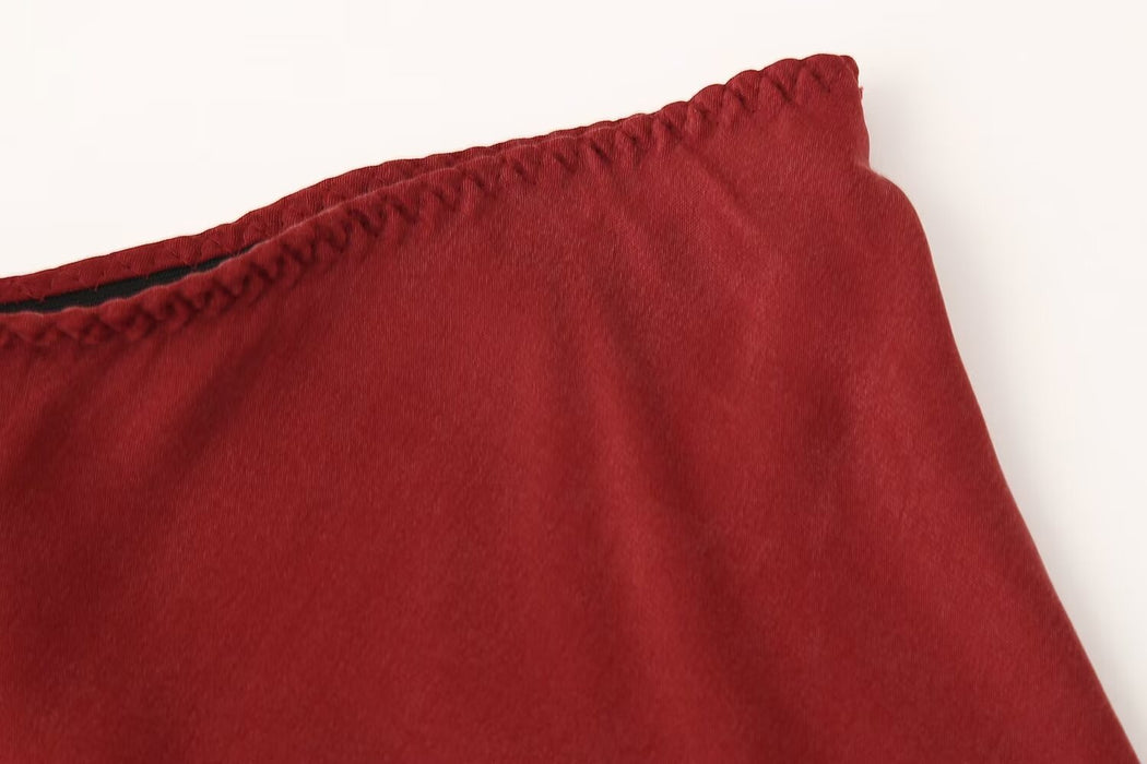 Women Clothing Silk Satin Textured Midi Skirt