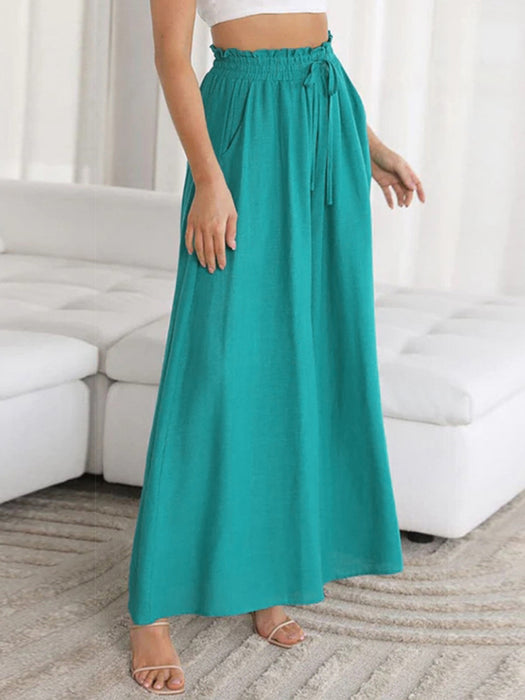 Drawstring Waist Wide Leg Pants