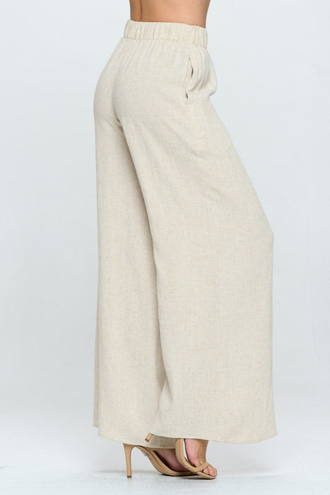 RENEE C Linen Wide Leg Pants with Pockets