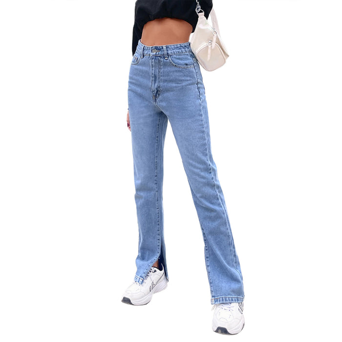 Women Clothing Casual All-Match High Waist Denim Pants Spring Summer