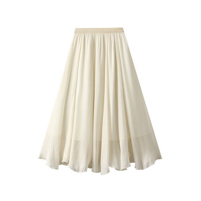 High Grade Streamer Veil Skirt Skirt Women Summer High Waist Pearl Yarn A line Asymmetric Skirt