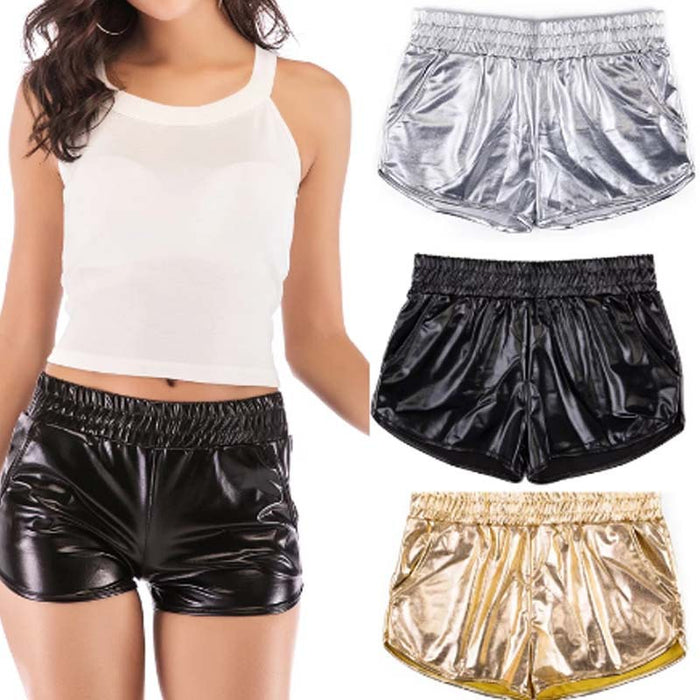 Spring Summer Skinny Hip Raise Casual Women Shorts Sexy Patent Leather Women Pants