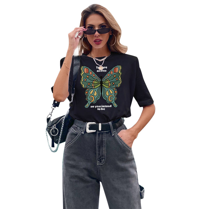 Women Clothing Casual All-Match Fashion Short Sleeve Printed Comfortable Fashionable T-shirt