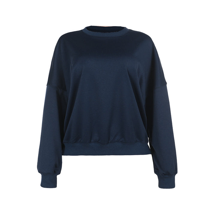 Autumn Top Simple Casual All Match Loose Basic Sports Sweater for Women