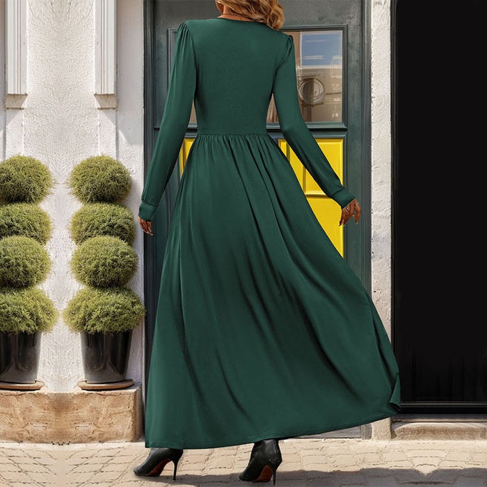 Fall Women Clothing Solid Color Split Slim Fit Dress