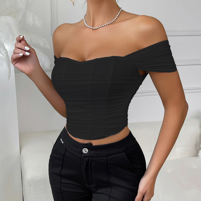 Arrival Outer Wear Inner Wear Boning Corset Waist Tied Bandeau Camisole Beauty Back Corset off Shoulder Short Sleeved Top for Women