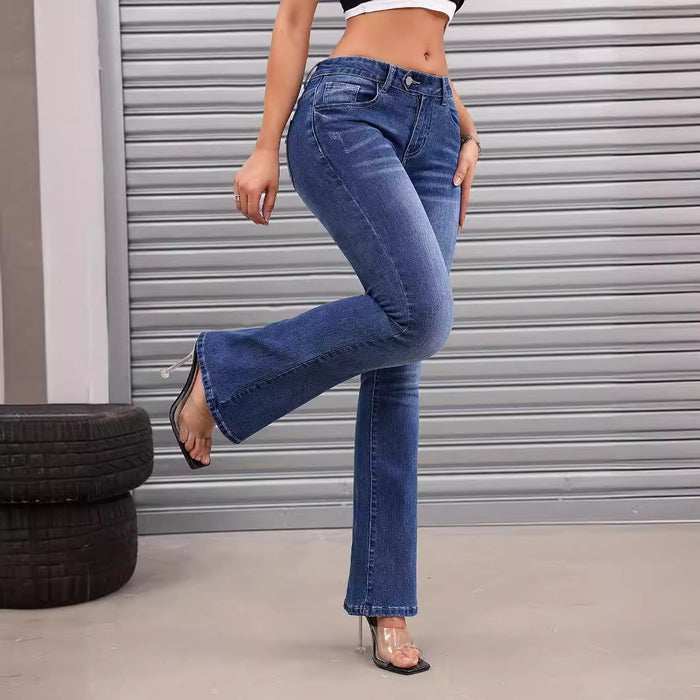 Jeans Women Slimming Slightly Flared Stretch Slim Fit Office Casual