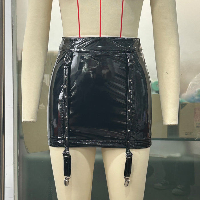 Sexy Sexy Nightclub Leather Skirt Y2g Millennium Faux Leather Street Hip Skirt Women