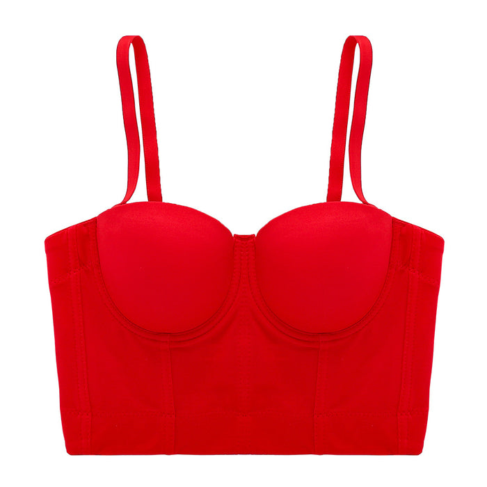 plus Size Slip Top Underwear-Free Sexy Top Women Short Exposed Cropped Sexy Boning Corset Tube Top Solid Color