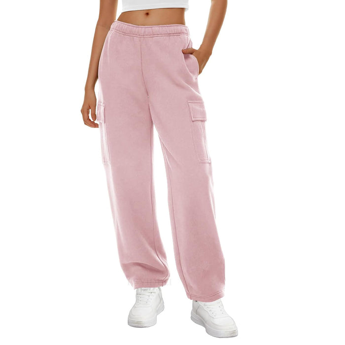 Autumn Winter Women Wide Leg Sweatpants Elastic Waist Loose Casual Workwear Trousers