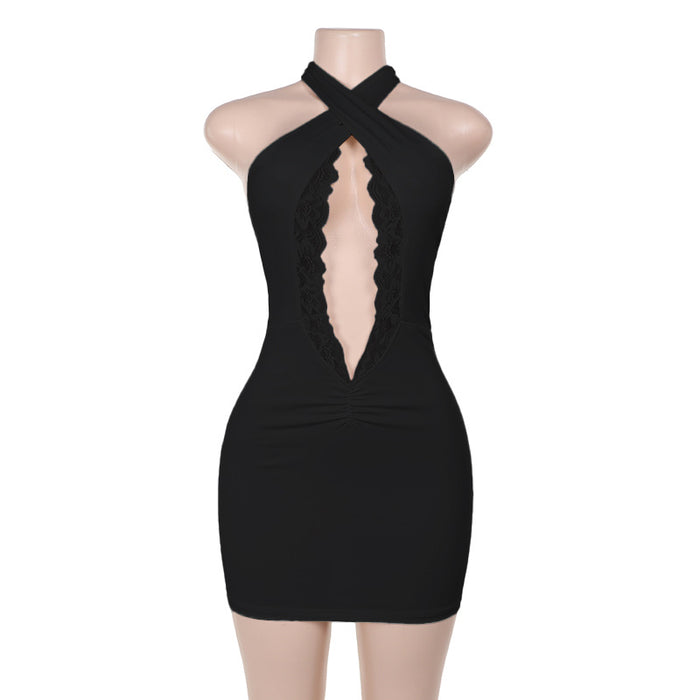 Summer Sexy Dress Sexy Lace Lace Halter Hip Dress Women