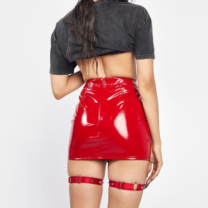 Sexy Sexy Nightclub Leather Skirt Y2g Millennium Faux Leather Street Hip Skirt Women