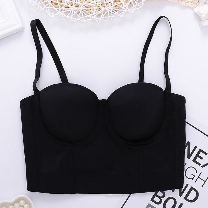 plus Size Slip Top Underwear-Free Sexy Top Women Short Exposed Cropped Sexy Boning Corset Tube Top Solid Color